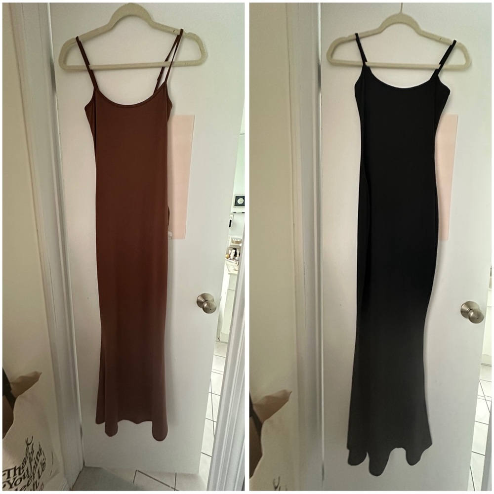 two dresses for $15 black and brown maxi dress